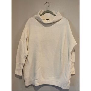 Free People Ottoman Slouchy Tunic Sweater Oversized Ribbed Mock Neck Ivory S